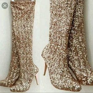 Sequin Slouched or Knee High Sequin Boots